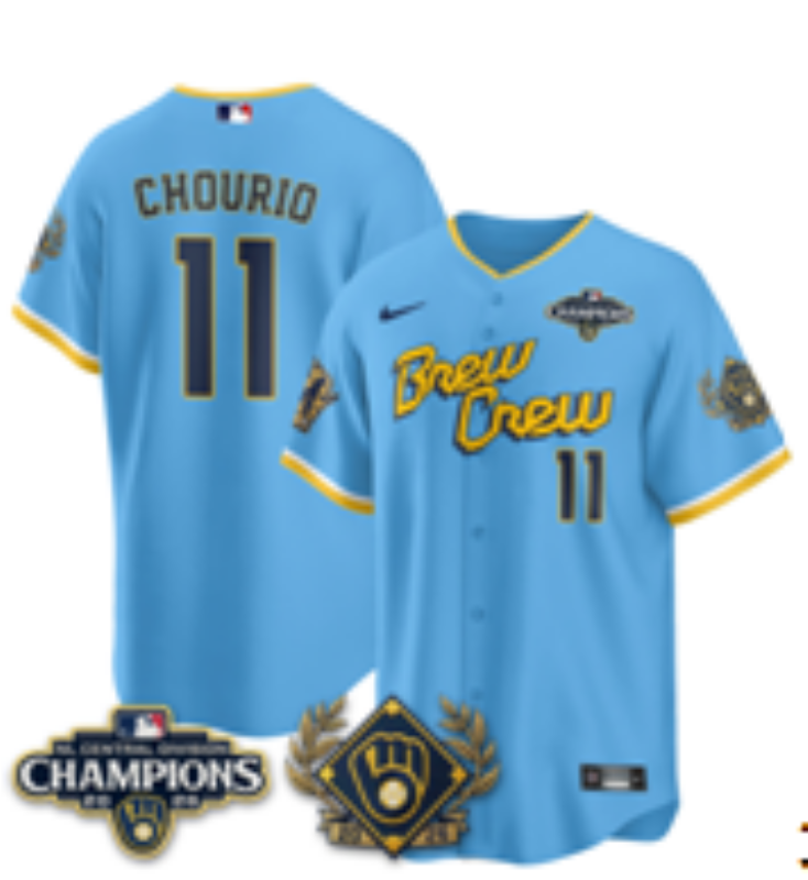 Women Milwaukee Brewers #11 Jackson Chourio Blue Nike 2026 World Series jersey 102103->women mlb jersey->Women Jersey